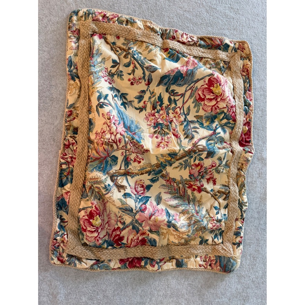 Lauren Ralph Lauren Floral Pillow Shams Set 2 Standard Cotton Braided Rope Trim - Picture 6 of 10
